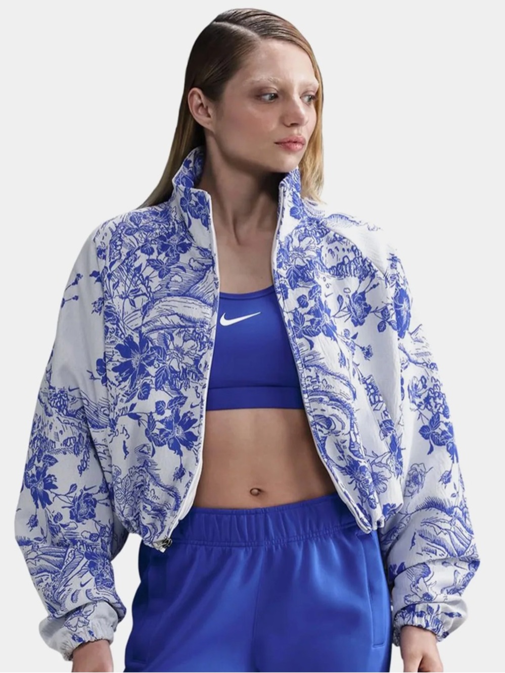 🌀 NIKE JACQUARD OVERSIZED JACKET BLUE WHITE 🐟